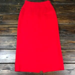 Louis Feraud Red Wool Midi Pencil Skirt Sz 6 High